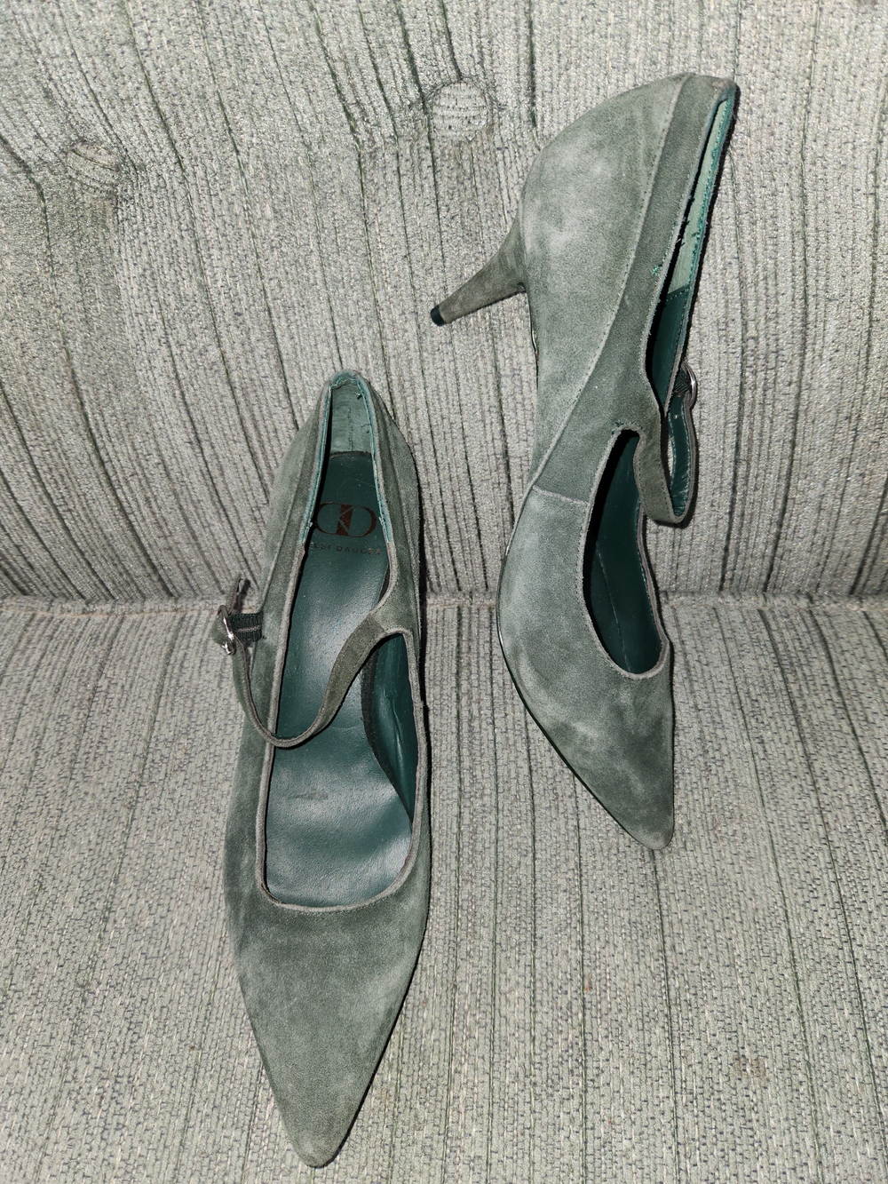 🍉Kelsi Dagger Sage Green Suede Mary Jane Pumps